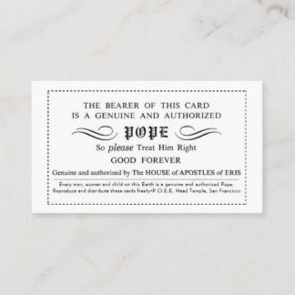 Kaarten van Discordian Pope Visitekaartje