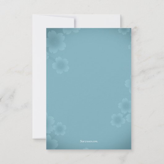 Kaarten van Floral Watermark Slate Blue Wedding RS RSVP Kaartje (Achterkant)