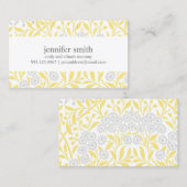 Kaarten van geel en grijs Floral Contactkaartje (Voorkant / Achterkant)