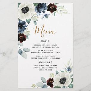 Kaarten van het Anemone Navy Blue Burgundy Boho We
