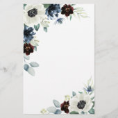 Kaarten van het Anemone Navy Blue Burgundy Boho We (Achterkant)