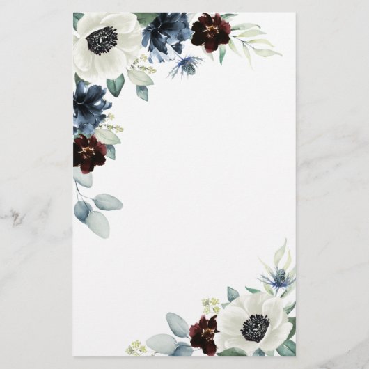 Kaarten van het Anemone Navy Blue Burgundy Boho We (Achterkant)