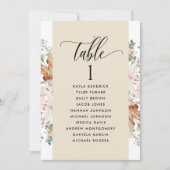 Kaarten van het Beige Blooms Zitplan met de namen  (Voorkant)