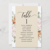 Kaarten van het Beige Blooms Zitplan met de namen  (Achterkant)