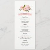 Kaarten van het Blush Pink Peonies Wedding Menu (Voorkant)