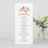 Kaarten van het Blush Pink Peonies Wedding Menu (Staand voorkant)