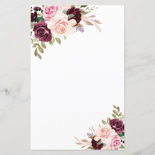 Kaarten van het Burgundy Blush Pink Gold Floral We (Achterkant)
