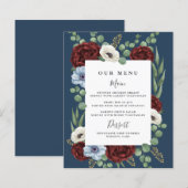 Kaarten van het Burgundy Peony Dusty Blue Navy Wed (Voorkant / Achterkant)