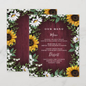 Kaarten van het Burgundy Red Sunflower Greenery We (Voorkant / Achterkant)