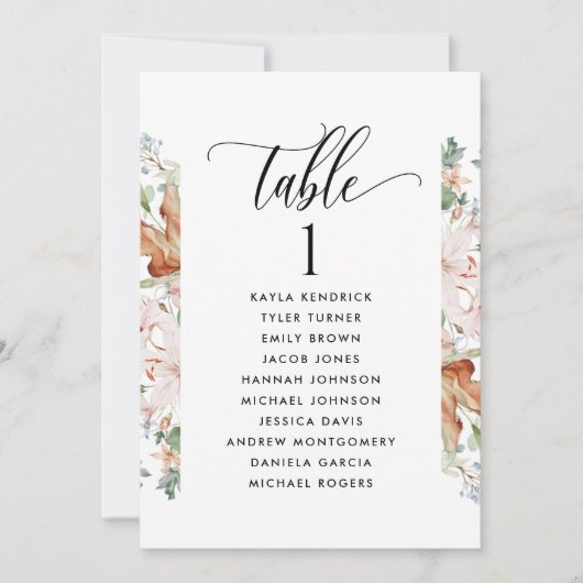 Kaarten van het Earthy Blooms Seating Plan met de  (Voorkant)