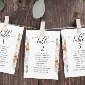 Kaarten van het Earthy Blooms Seating Plan met de 