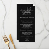 Kaarten van het Elegant Monogram Wedding Menu