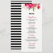 Kaarten van het Fuchsia Floral Black Stripes Weddi (Voorkant / Achterkant)