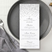 Kaarten van het  Glam Silver Confetti Wedding Menu