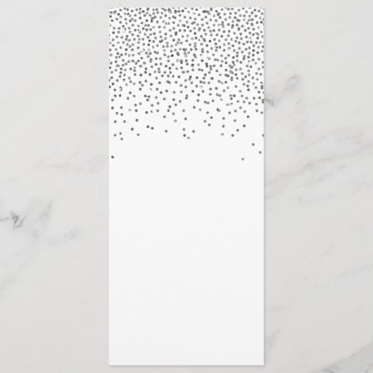 Kaarten van het  Glam Silver Confetti Wedding Menu (Achterkant)