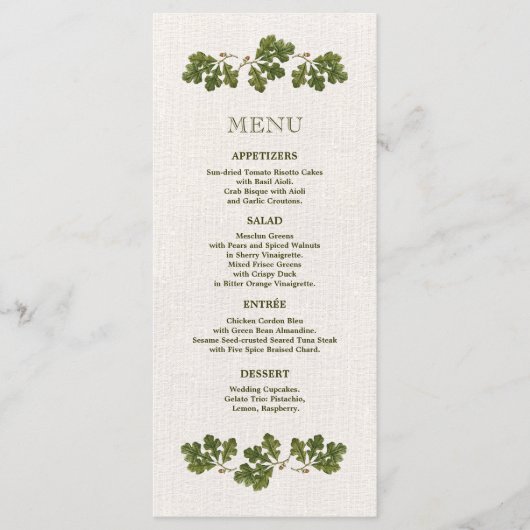 Kaarten van het groene beige  eik-oprolmenu (Voorkant)