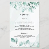 Kaarten van het groene Eucalyptus Wedding Menu (Voorkant)