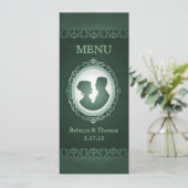 Kaarten van het Irish Green Cameo Wedding Menu (Staand voorkant)