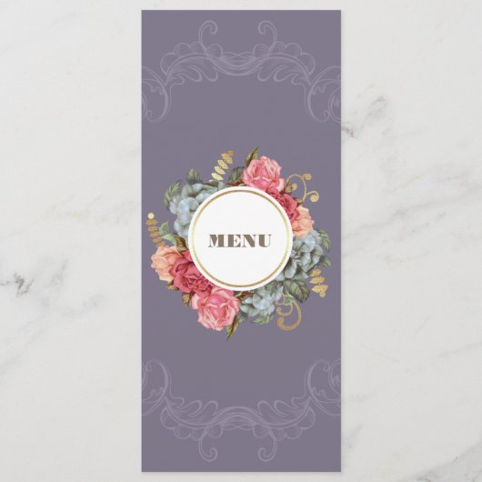 Kaarten van het menu Aangepast menu  Floral schild (Voorkant)