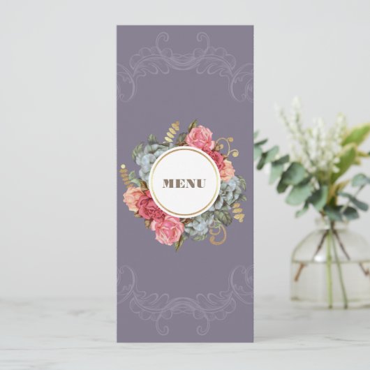 Kaarten van het menu Aangepast menu  Floral schild (Staand voorkant)