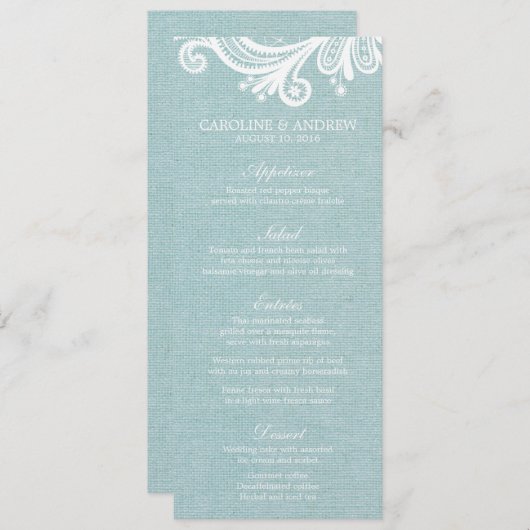 Kaarten van het Menu Brekwonden en Lace Wedding (Voorkant / Achterkant)
