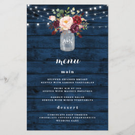 Kaarten van het menu Rustige Navy Blue Burgundy Bl