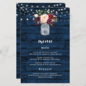 Kaarten van het menu Rustige Navy Blue Burgundy Bl (Voorkant / Achterkant)