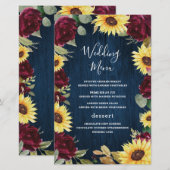 Kaarten van het menu "Sunflower Burgundy Navy Blue (Voorkant / Achterkant)