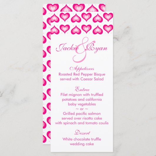 Kaarten van het Menu van de weddenschap Kute Heart (Voorkant / Achterkant)