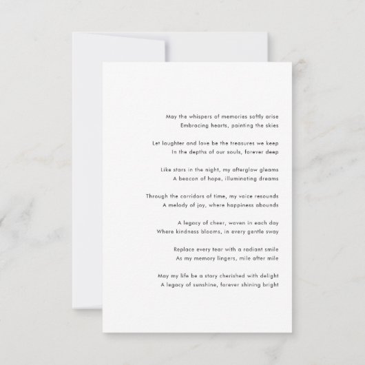 Kaarten van het moderne begrafenissympathiegebed (Achterkant)