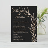Kaarten van het moderne Black Script Wedding Menu (Staand voorkant)