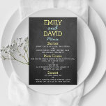 Kaarten van het moderne Chalkboard Typografie Wedd<br><div class="desc">Modern Chalkboard Typography Wedding Menu Kaarten. Voeg uw douanetekst aan dit ontwerp toe door de "Edit this design sjabloon"vakjes op de rechterkant van het punt te gebruiken, of de blauwe "pas het"knoop aan om de tekst te schikken, de doopvonten en de kleuren te veranderen en extra informatie of afbeeldingen aan...</div>