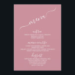 Kaarten van het moderne, minimalistische pastel-we<br><div class="desc">Moderne minimalistische Pastel Wedding Menu in Wilde Roos Roze Kleur Elegant 5x7" Kaarten van het Berichtenmenu van de Bindende  Vast menu Elegant Calligraphy Eat and Drink Wedding Menus | Eenvoudige kalligrafie Rustic Wedding Menus,  Rustic Wedding Menu,  Floral Wedding Menu,  Wedding Table Menu,  Pastel Wedding Menu Kaarten</div>