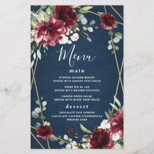 Kaarten van het Navy Blue Burgundy Blush Gold Wedd
