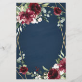 Kaarten van het Navy Blue Burgundy Blush Gold Wedd (Achterkant)