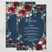 Kaarten van het Navy Blue Burgundy Blush Gold Wedd (Voorkant / Achterkant)