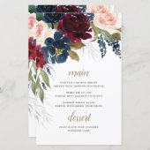 Kaarten van het Navy Blue Burgundy Blush Pink Wedd (Voorkant / Achterkant)
