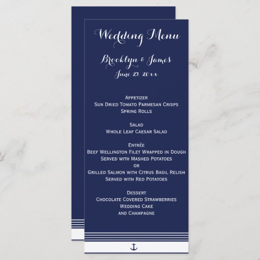 Kaarten van het Navy Blue Custom Nautical Wedding (Voorkant / Achterkant)