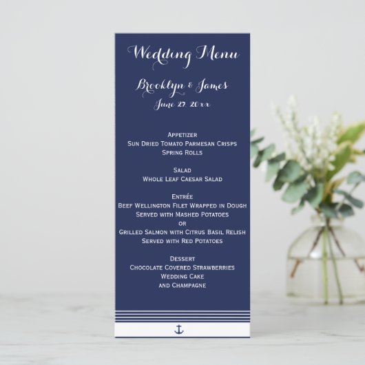 Kaarten van het Navy Blue Custom Nautical Wedding (Staand voorkant)