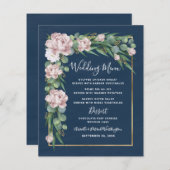 Kaarten van het Navy Blue Pink Dusty Roos Gold Wed (Voorkant / Achterkant)