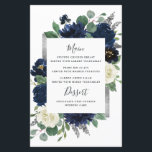 Kaarten van het Navy Blue Silver Ivory Floral Wedd<br><div class="desc">Het ontwerp is voorzien van een elegante waterverf florale maag met pinda's, rozen, eucalyptus greenery en meer in tinten blauw, groen en ivoor. Het ontwerp kenmerkt ook een zilveren grijze gedrukte doos onder de breedte met een moderne doopvont - tekstlay-out. Aan de achterzijde wordt een matchingbloem toegevoegd om het algemene...</div>