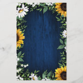 Kaarten van het Navy Blue Sunflower Rustic Wood We (Achterkant)