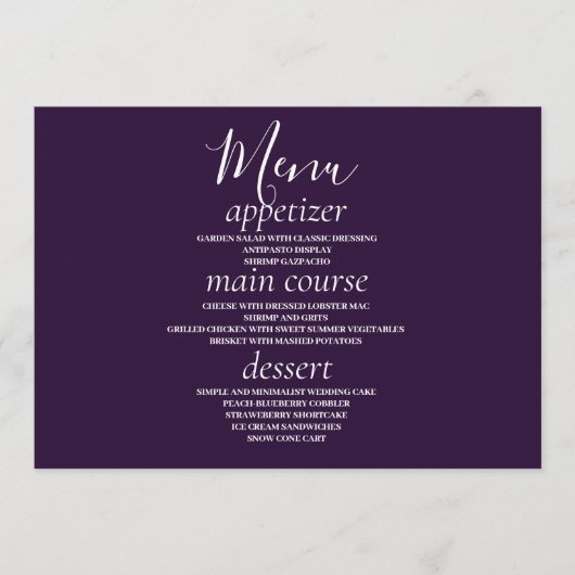 Kaarten van het Paarse Moderne Grieks Wedingstabel (Voorkant)