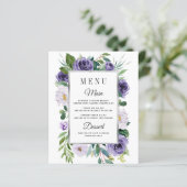 Kaarten van het Paarse Silver Gray Floral Wedding  (Staand voorkant)
