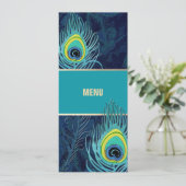 Kaarten van het Peacock Feather Navy Blue Wedding (Staand voorkant)