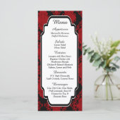 kaarten van het Romantic Red Damask-menu (Staand voorkant)