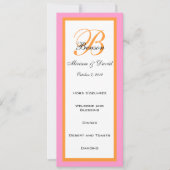 Kaarten van het roze Oranje bruiloft-menu (Voorkant)