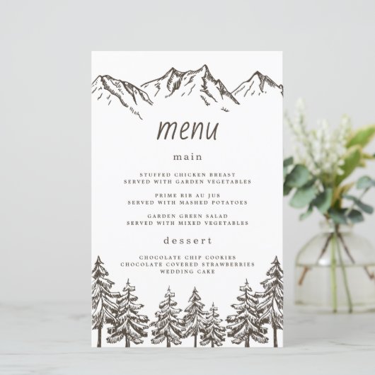 Kaarten van het Rustic Mountain Elegant Pine Weddi (Staand voorkant)