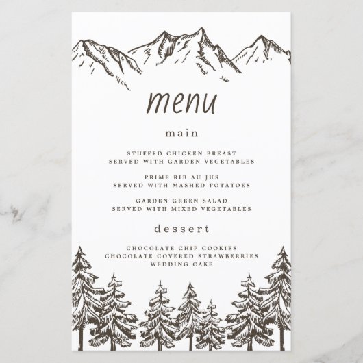 Kaarten van het Rustic Mountain Elegant Pine Weddi (Voorkant)