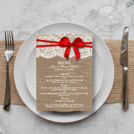 Kaarten van het Rustic Red Bow Wedding Collectie